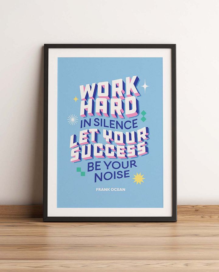 Work Hard Quote Affirmation Printable Wall Art Decor - Instant Download product image (1)