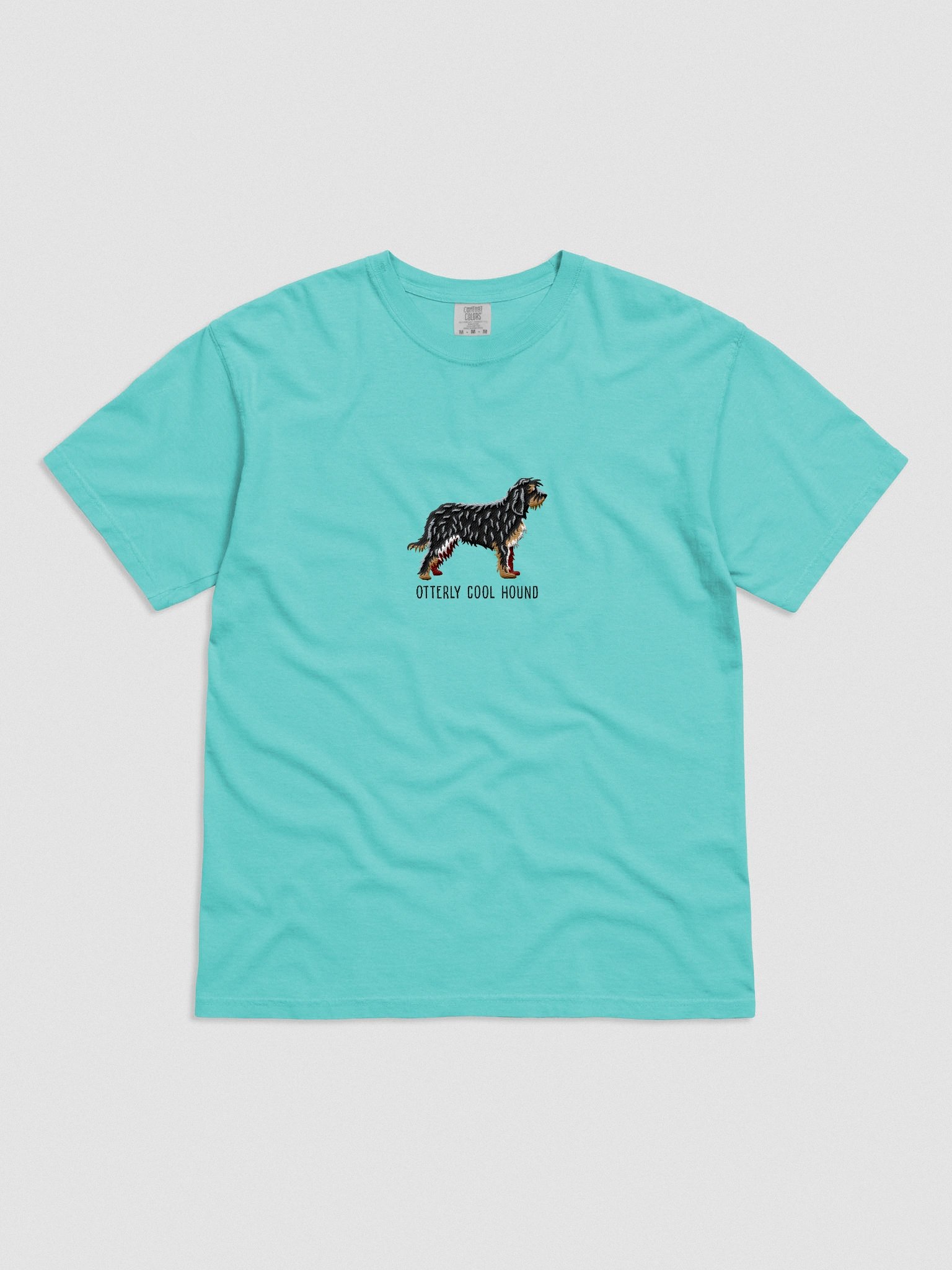 Otterly Cool Hound T-Shirt(Embroidered) of an Otterhound(Black & Tan) product image (4)