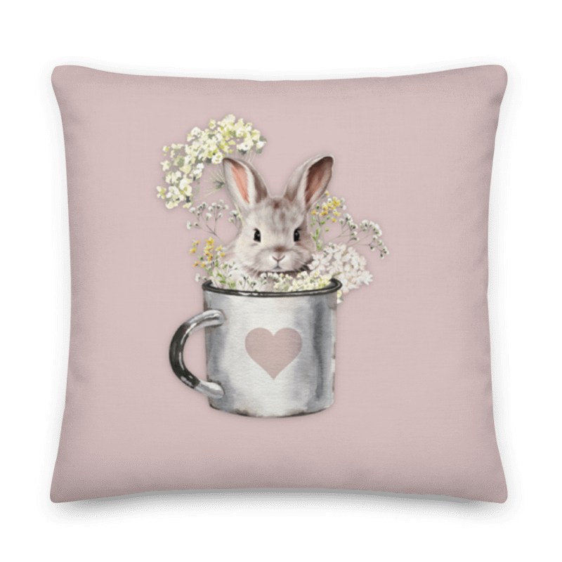 Bunny in A Mug - Blush Rose Pillow product image (5)