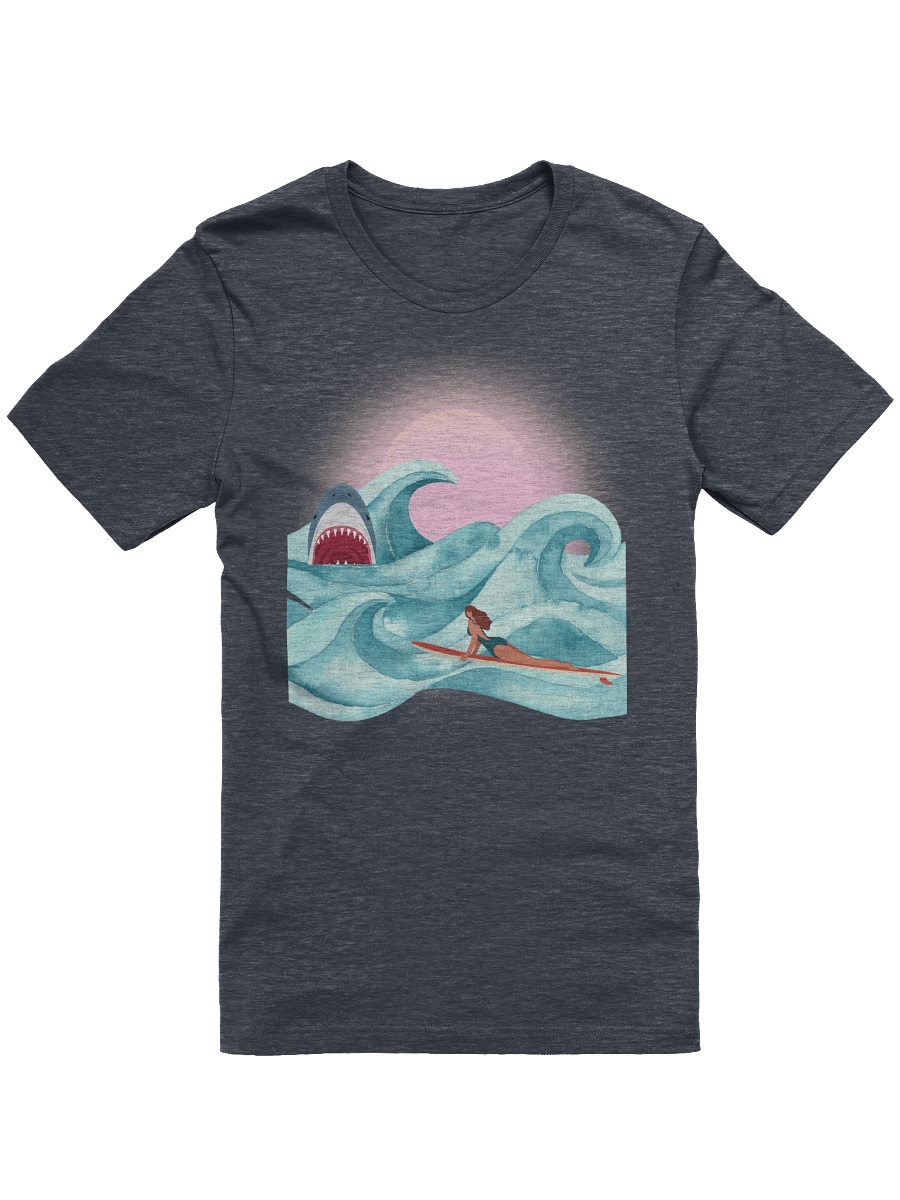Retro Surfer & Shark Tee | Vintage Wave Rider with Bite product image (1)