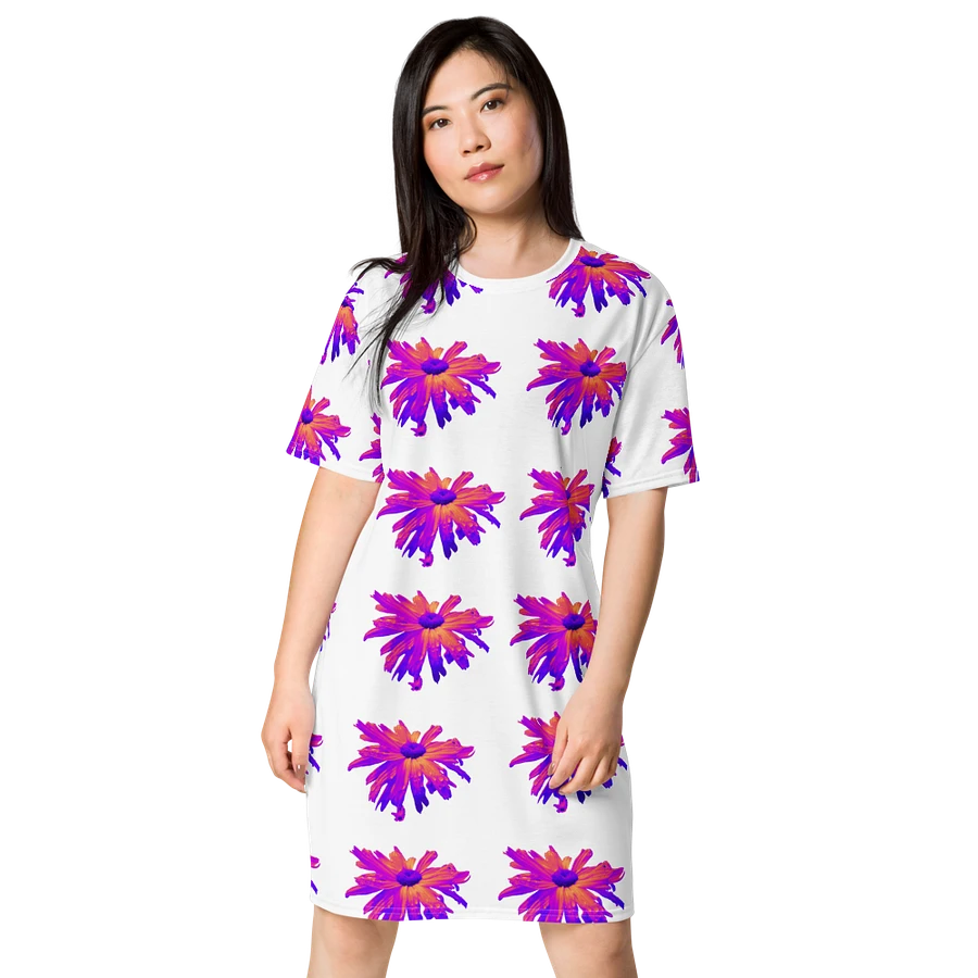 Abstract Pink Floating Daisy Flower Ladies T Shirt Dress product image (2)