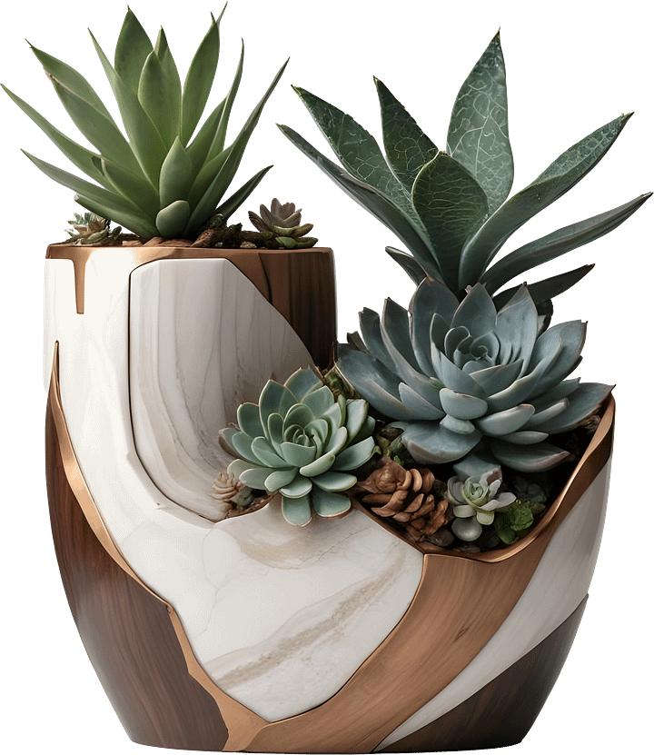 Earthly Symphony – Dual Chamber Succulent Vase PNG product image (1)