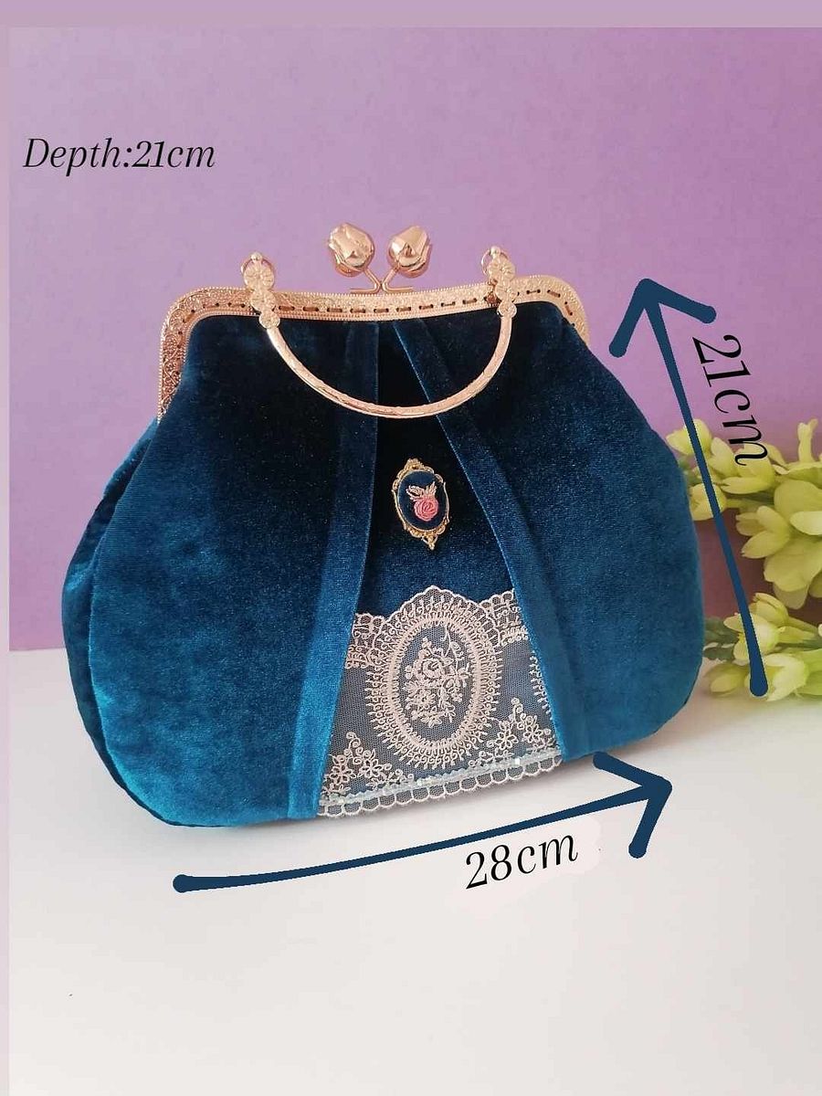 Velvet teal handbag product image (4)