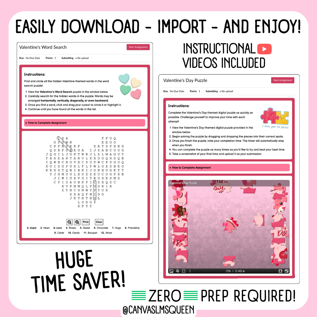 Canvas LMS - LESSON MODULE - Valentine's Day - 100% Customizable | Digital Resource product image (3)