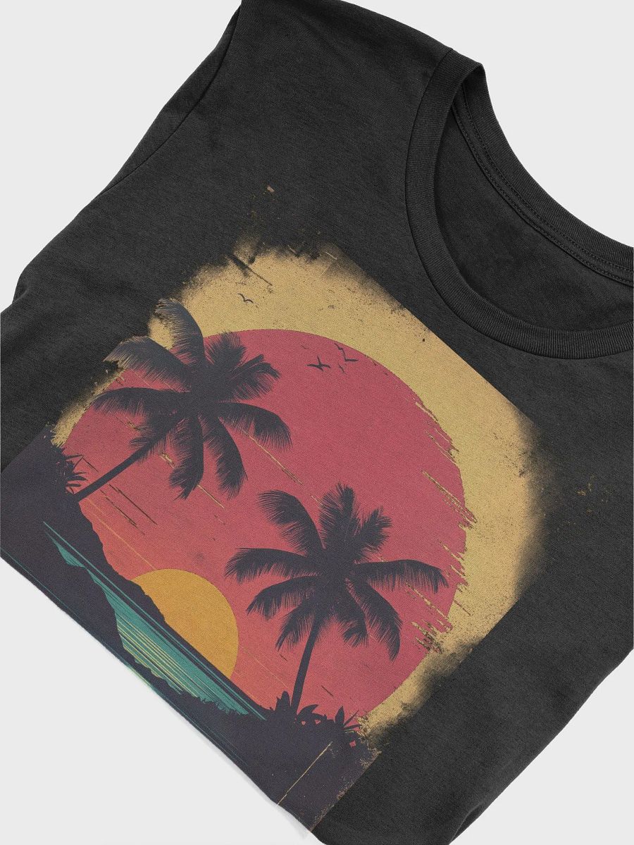 Retro Tropical Sunset (Black/White T-shirt) product image (5)