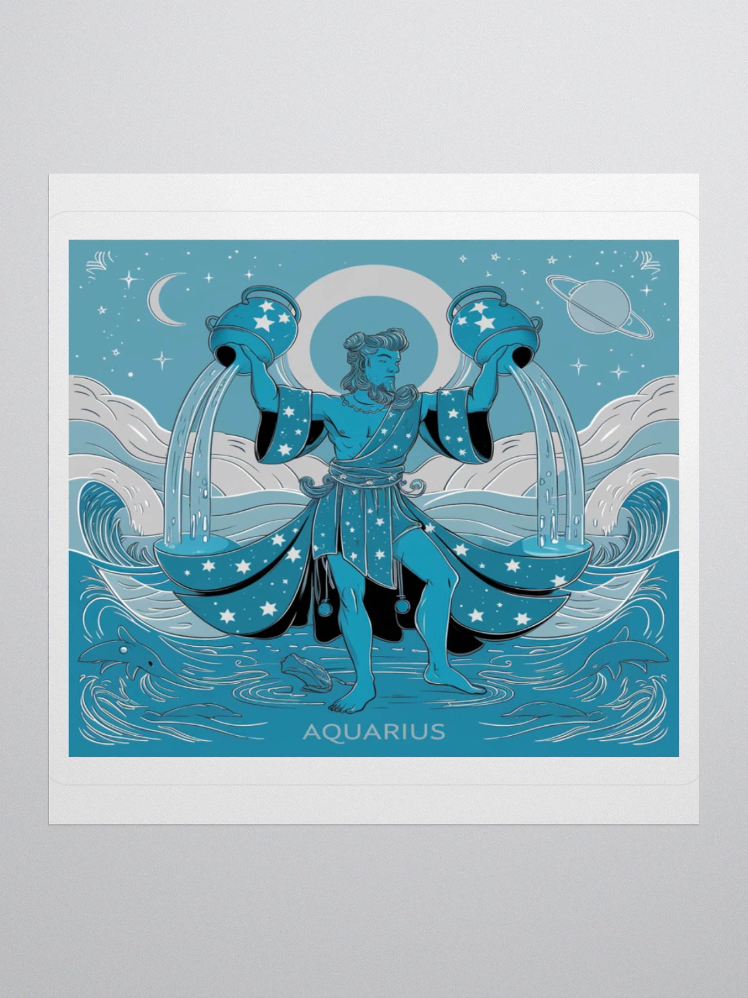 Exclusive Aquarius Celestial Water-Bearer Vinyl Sticker - Zodiac Art product image (1)