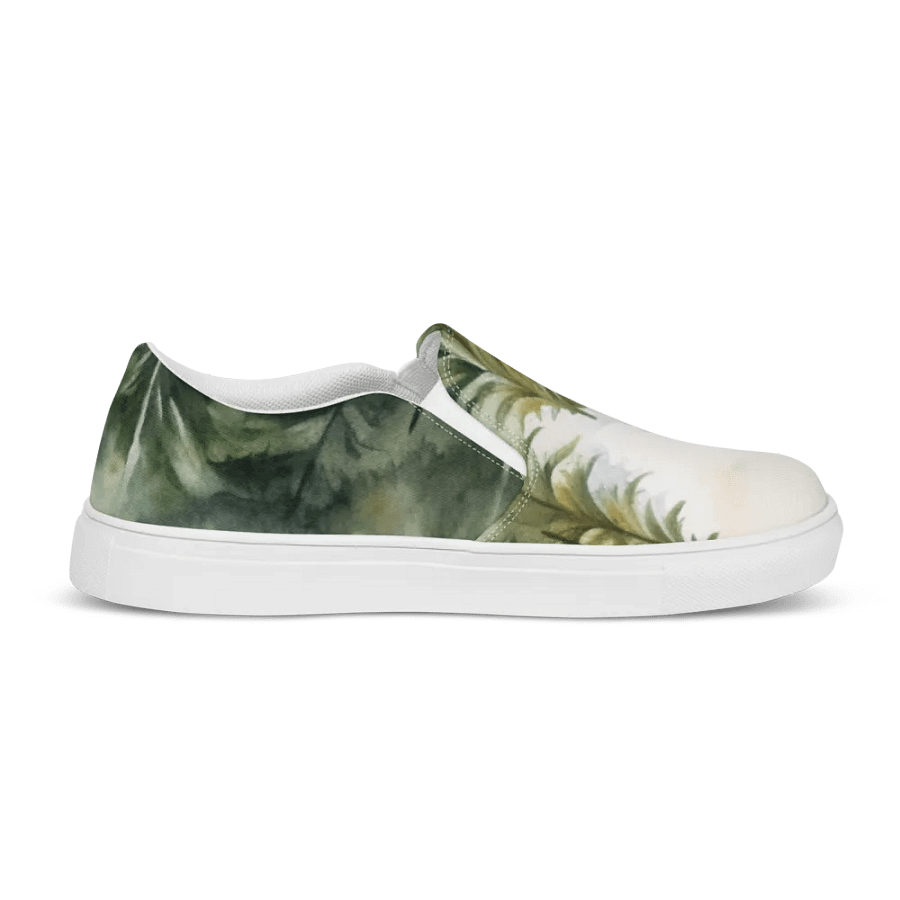 Men's Slip-On Canvas Shoes with Watercolor Spruce Forest Design product image (7)