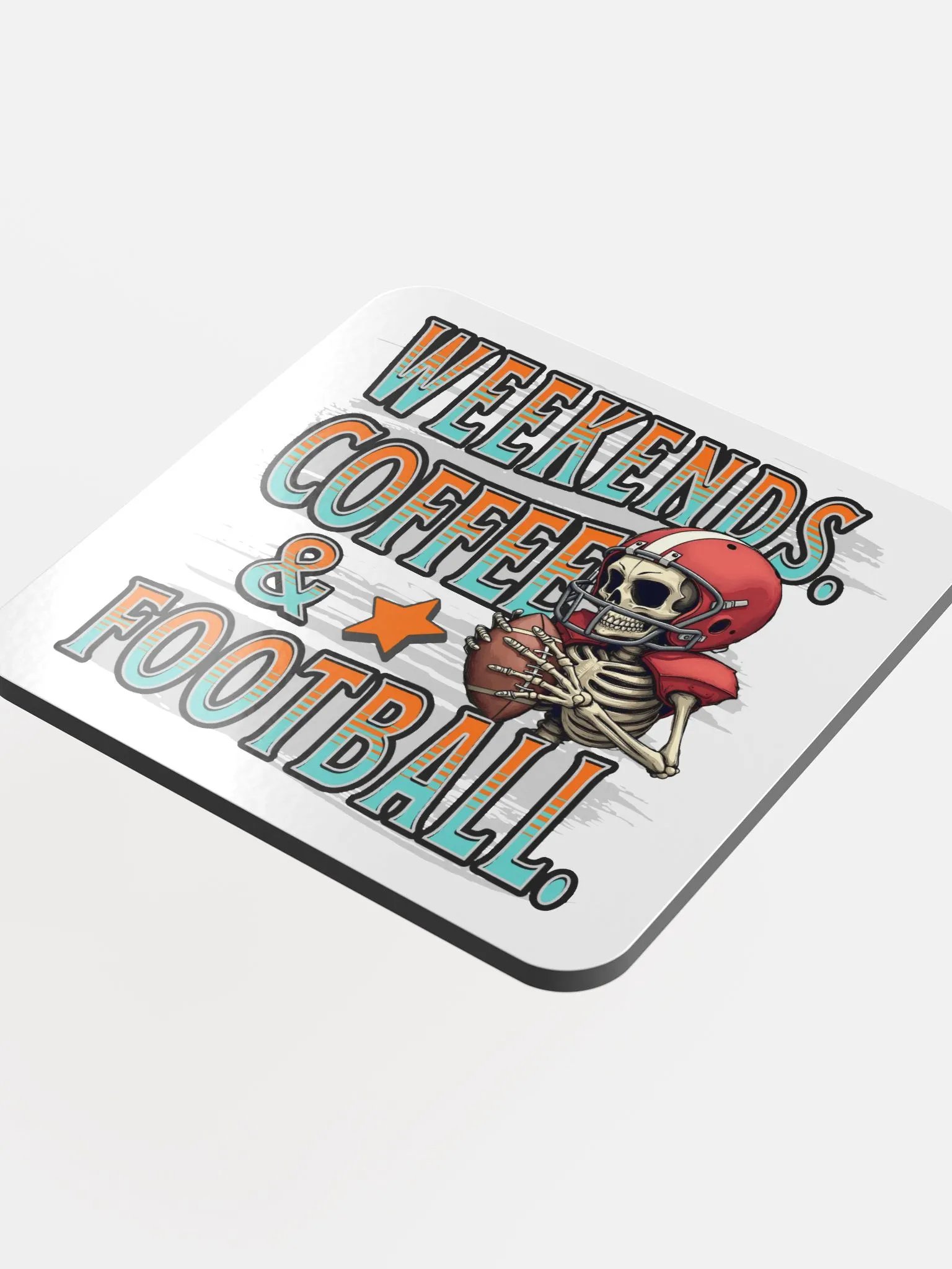 Weekends Coffee And Football Skeleton Warrior Cork Coaster product image (1)