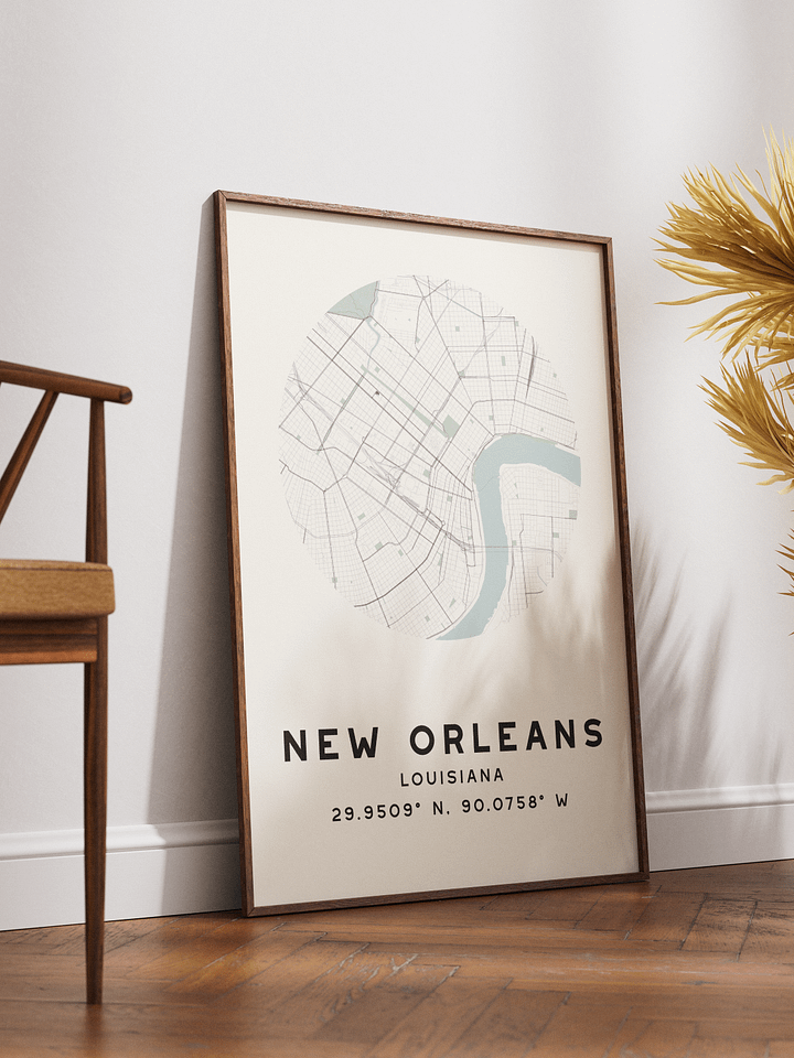New Orleans Street Map Poster – Beige Minimalist Circular City Art product image (2)