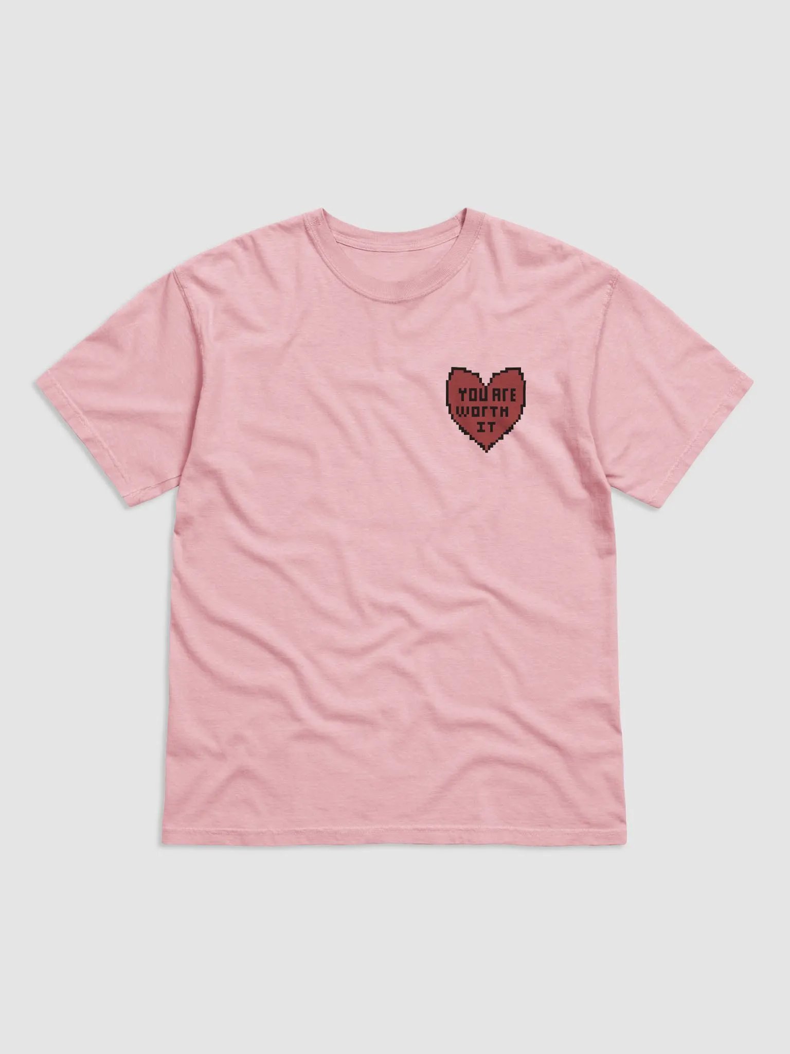 You are worth it pixel heart Heavyweight T-Shirt product image (1)