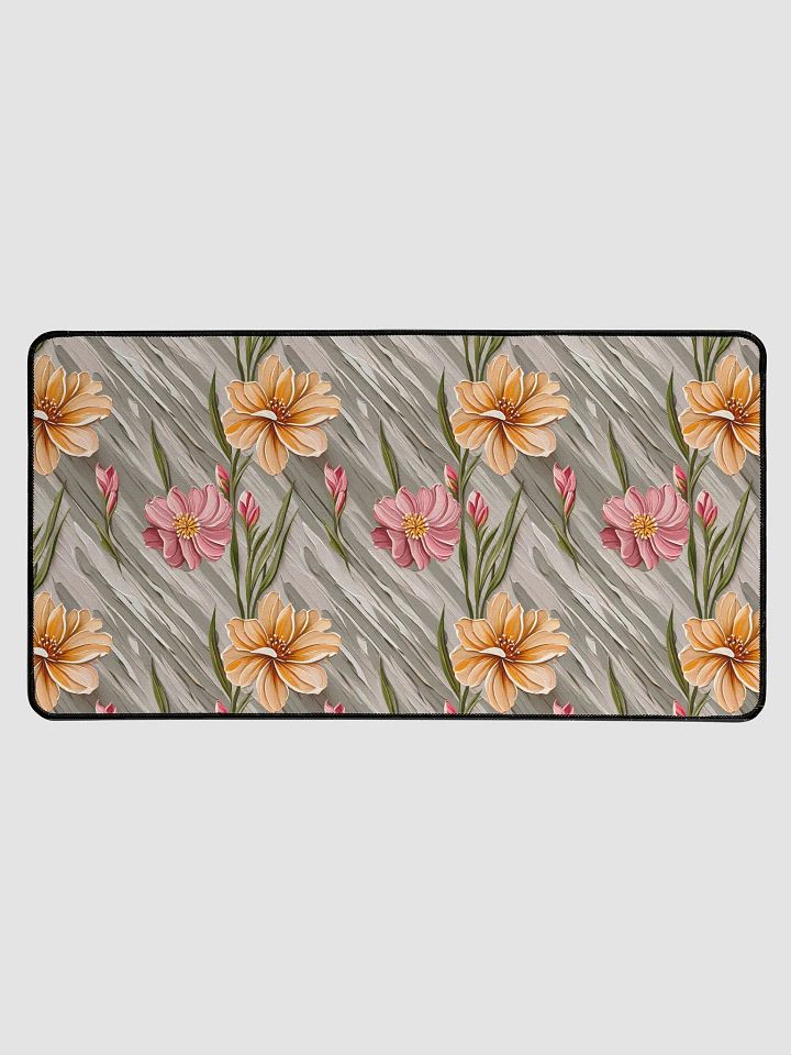 Desk Mat (31.5x15.5 inches) - Painted Flowers in Shades of Yellow and Pink product image (1)