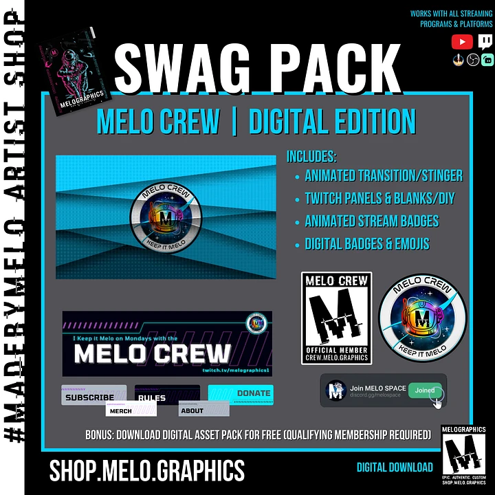 [LIMITED EDITION] #MeloCrew Swag Pack + BONUS Digital Assets | #MadeByMELO product image (2)