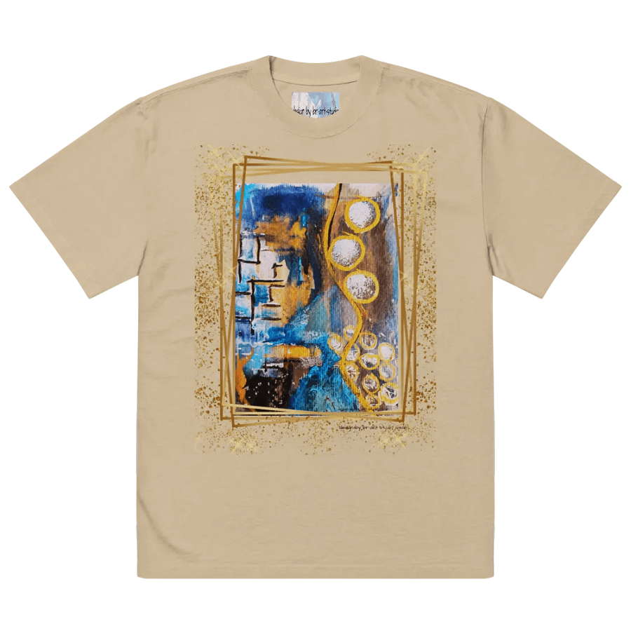 original artwork design with golden frame printed on tshirt product image (2)