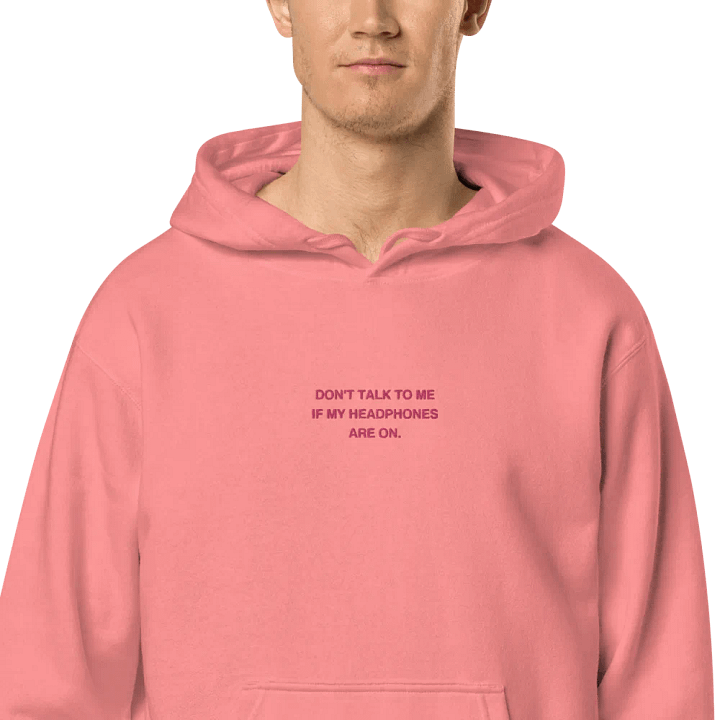 HEADPHONES ON (pink) embroidered pigment hoodie product image (2)