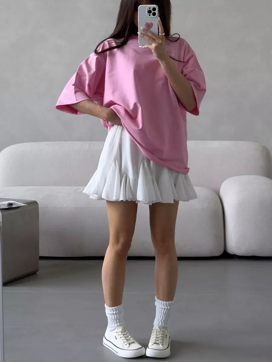 Casual Oversized Pink Loose Tshirt product image (8)