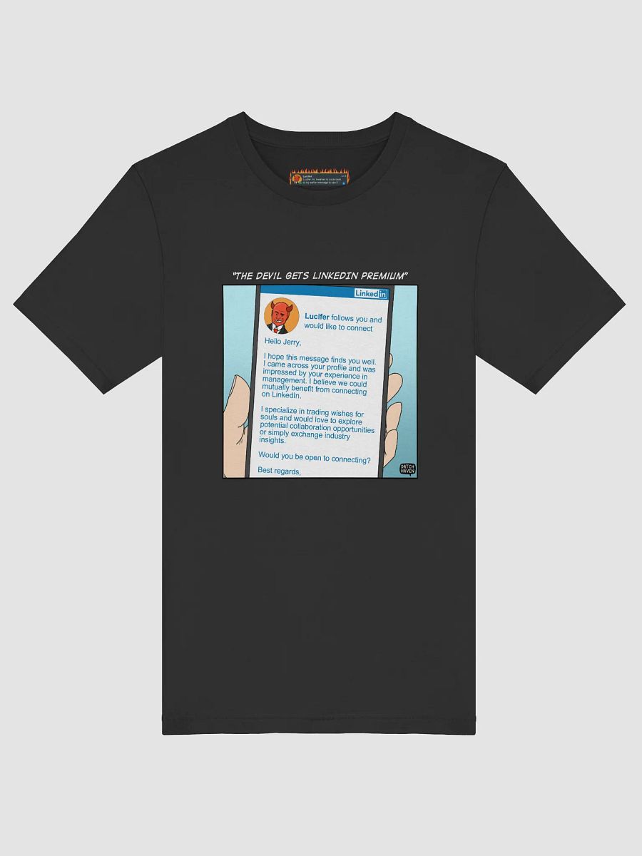 "The Devil gets LinkedIn Premium" soft t-shirt product image (5)