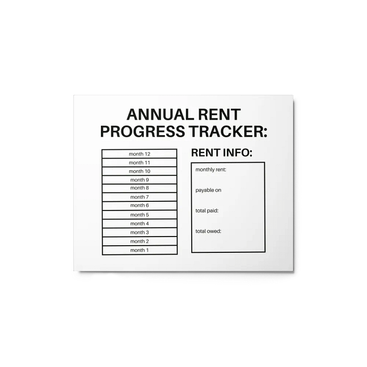 ANNUAL RENT TRACKER (black design 1) product image (1)