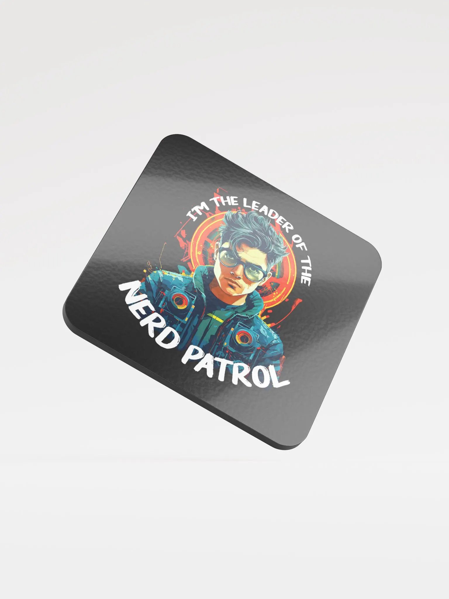 Nerd Patrol Male Glossed Cork Coaster product image (1)