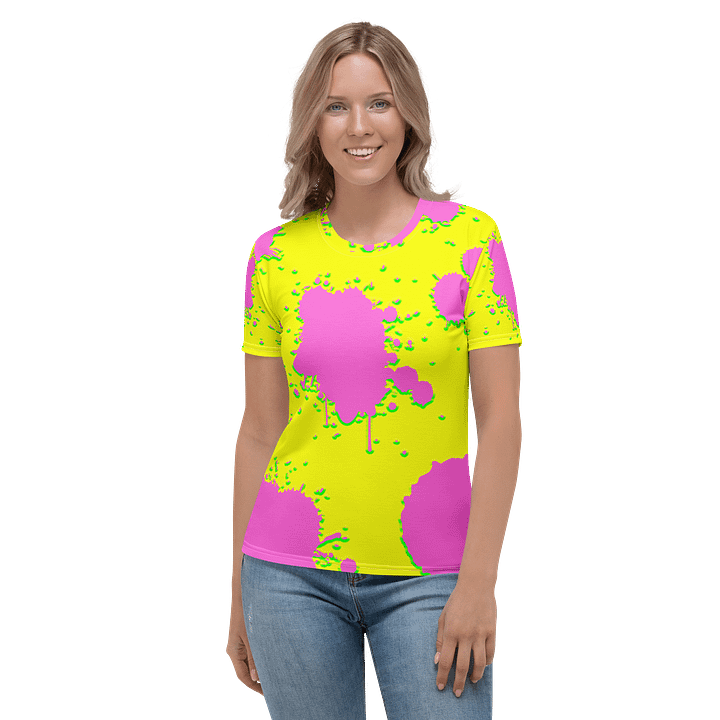 Pink Spatters on Yellow Fitted T-Shirt product image (1)