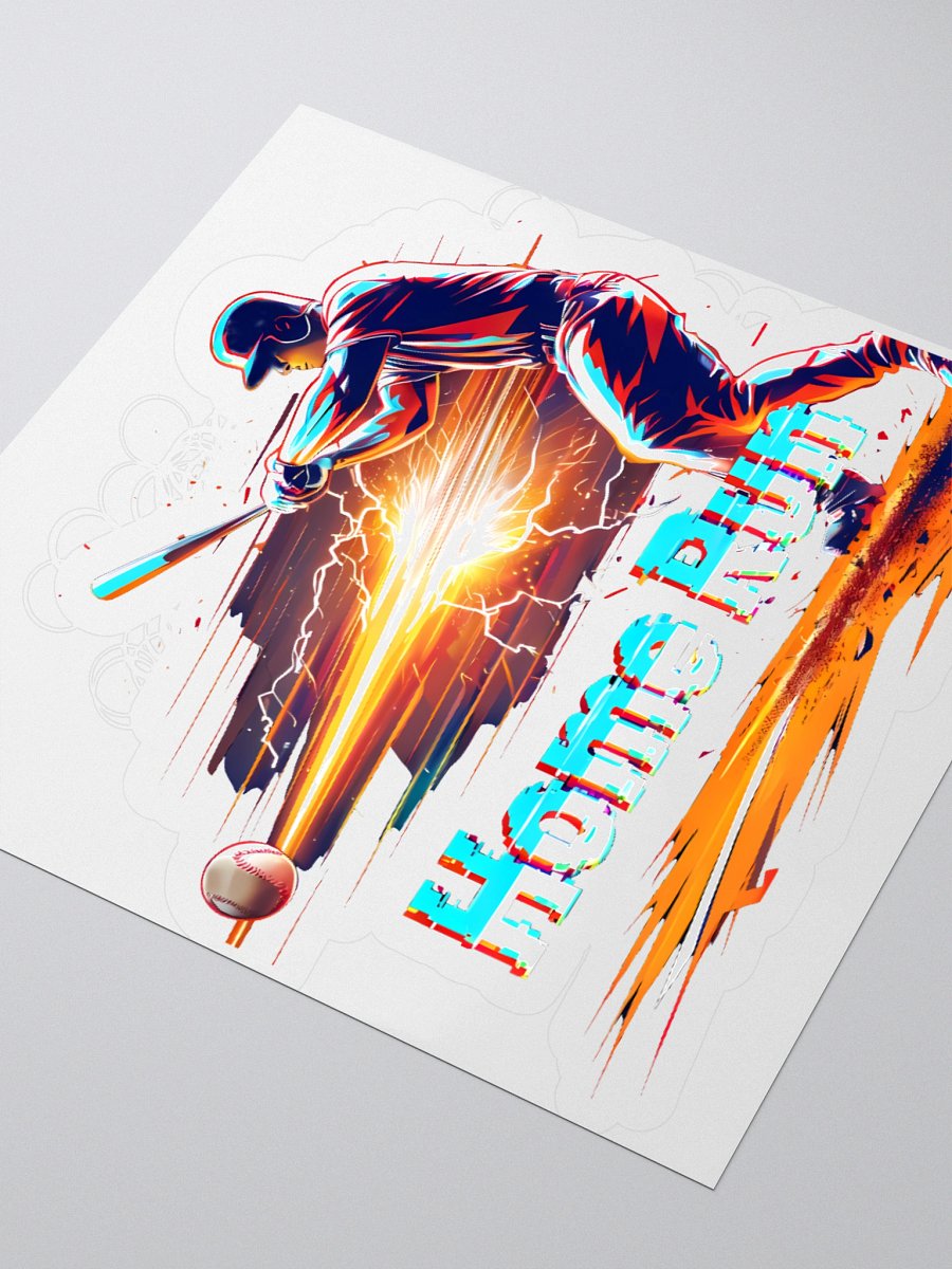 Dynamic Baseball Home Run Art: Glitch-Effect Power Swing Sticker product image (3)