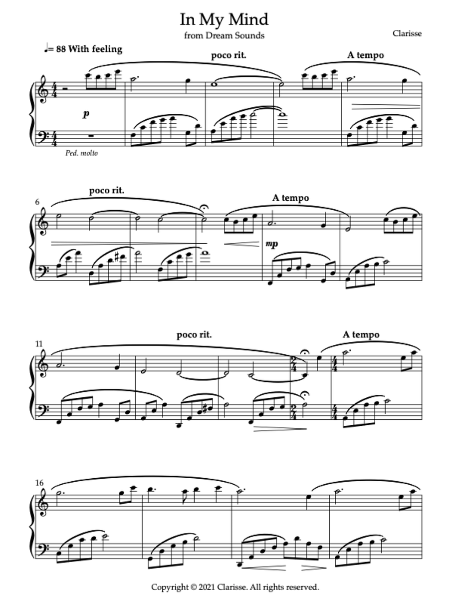 In My Mind - Sheet Music product image (1)