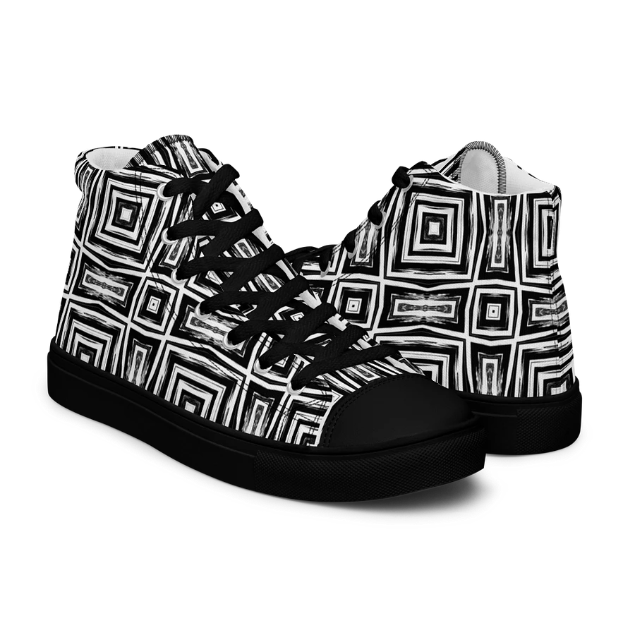 Abstract Monochrome Repeating Pattern Men's Canvas Shoe High Tops product image (7)