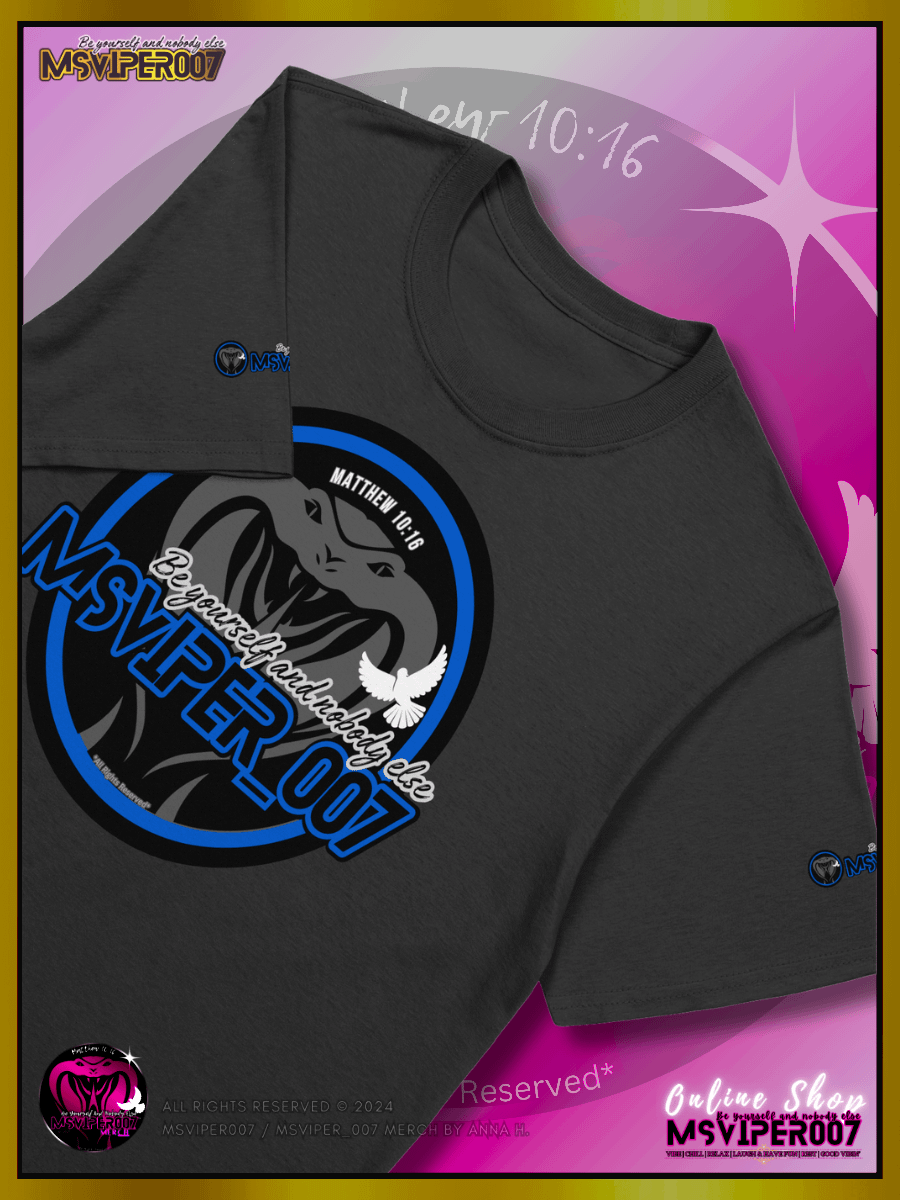 T-Shirt - "MsViper_007™ Brand Classic [blue/blk emblem] Support&Sport" - Streetwear/Cozy Lightweight T-Shirt By Anna H. product image (3)