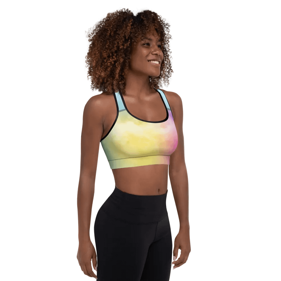 Blur cloud rainbow Design Padded Sports Bra - v3 product image (6)