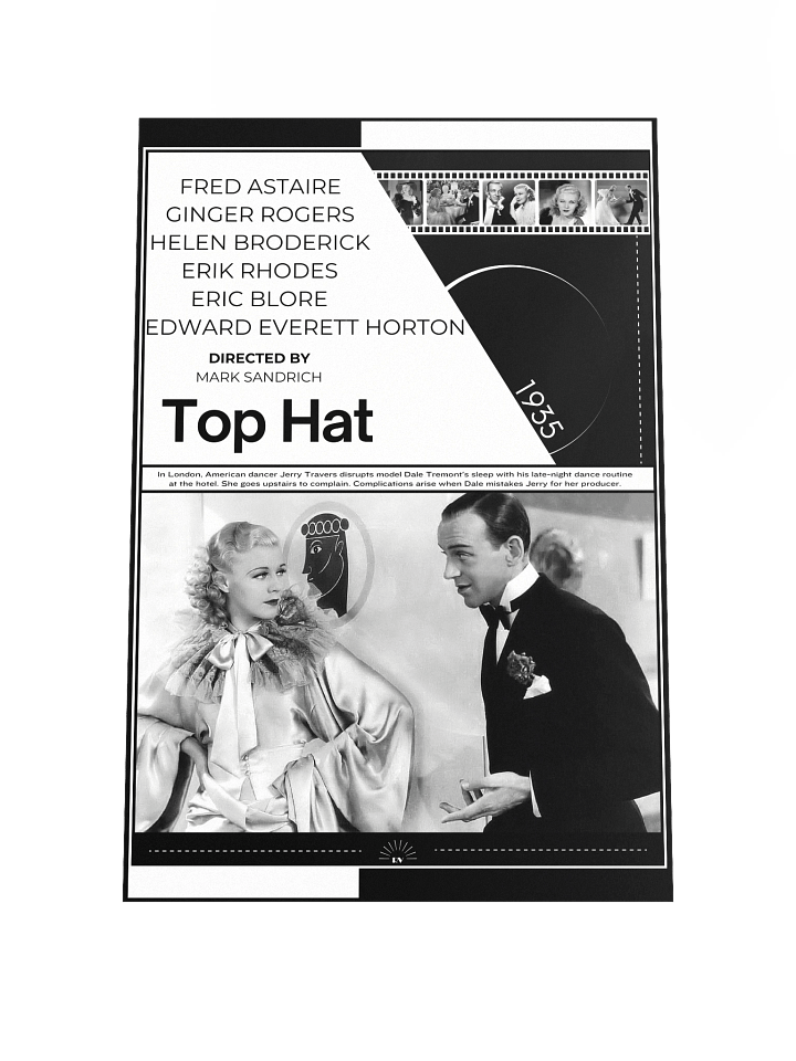 Top Hat with Fred Astaire and Ginger Rogers 1935 | Movie Poster | 12x18 Wall Art product image (1)