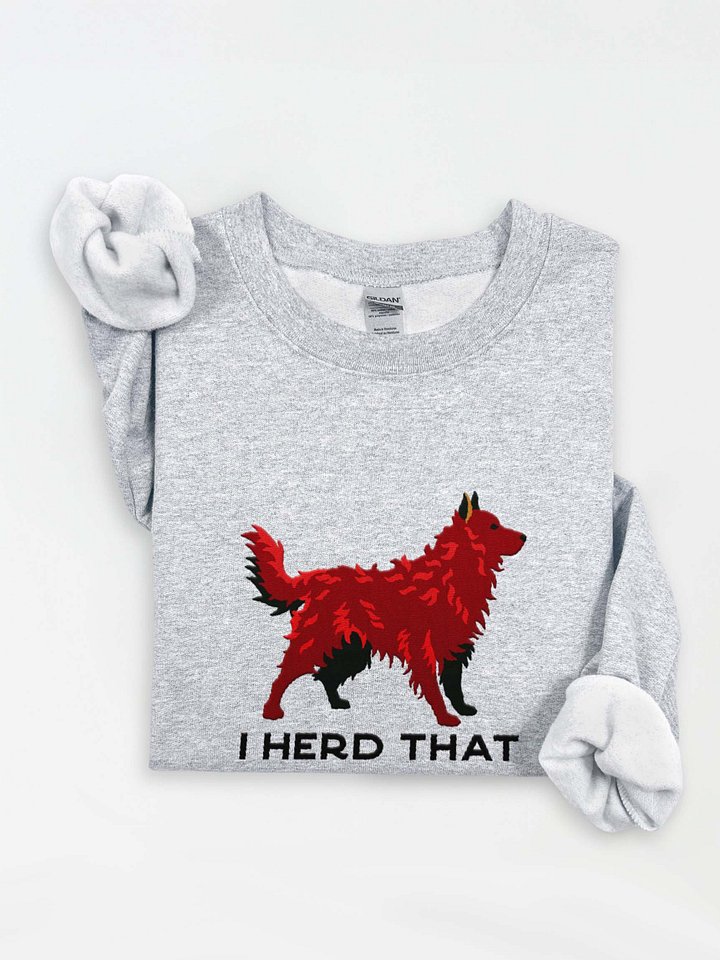 I Herd That Sweatshirt (Embroidered) of a Hungarian Mudi(Brown) product image (1)