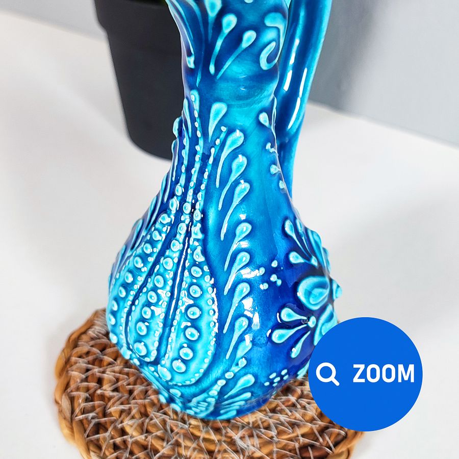 Ceramic turquoise jugs (bottle for oil), Turkish Iznik style (Ibrik vazo) — handmade pottery product image (5)