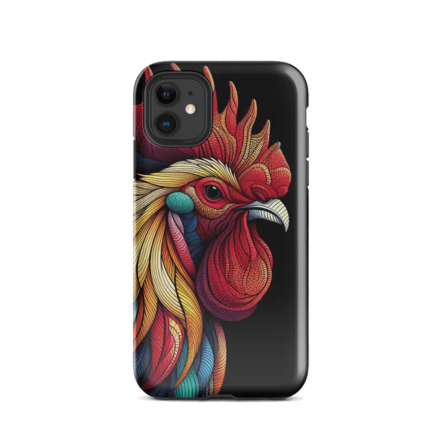 Vibrant Rooster Tough iPhone® Case | AI work design rooster product image (24)
