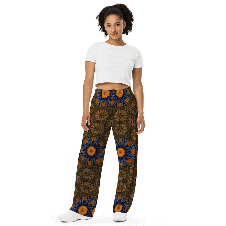 Orange and Blue Sketchy Kaleidoscope Wideleg Pants product image (2)