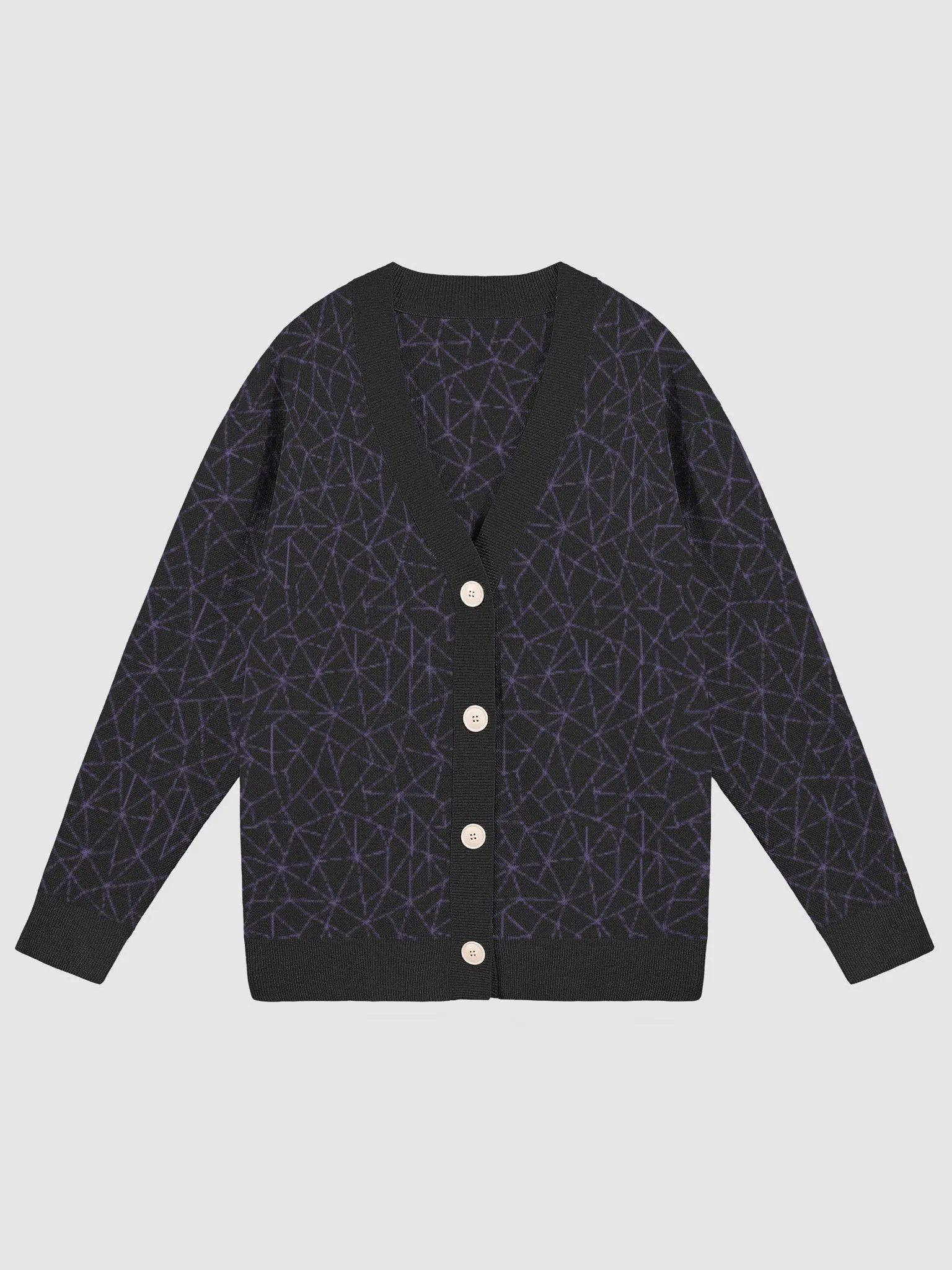 Purple Black Geometric Cardigan Sweater product image (13)