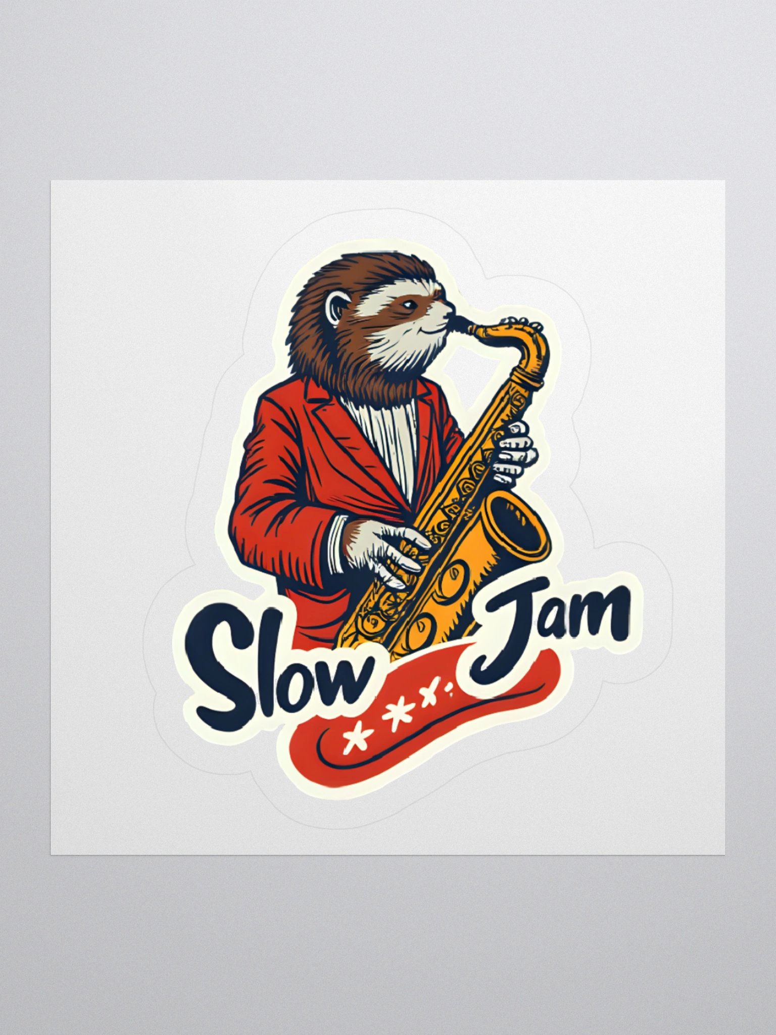 Sloth Saxophonist Kiss Cut Stickers product image (1)