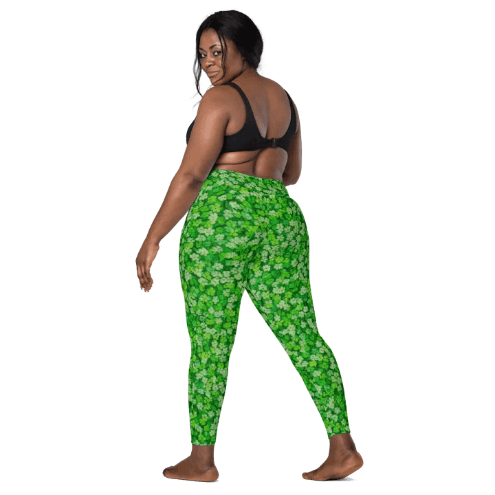 Whimsical St Patrick’s Day Lucky Four Clovers Leggings product image (2)