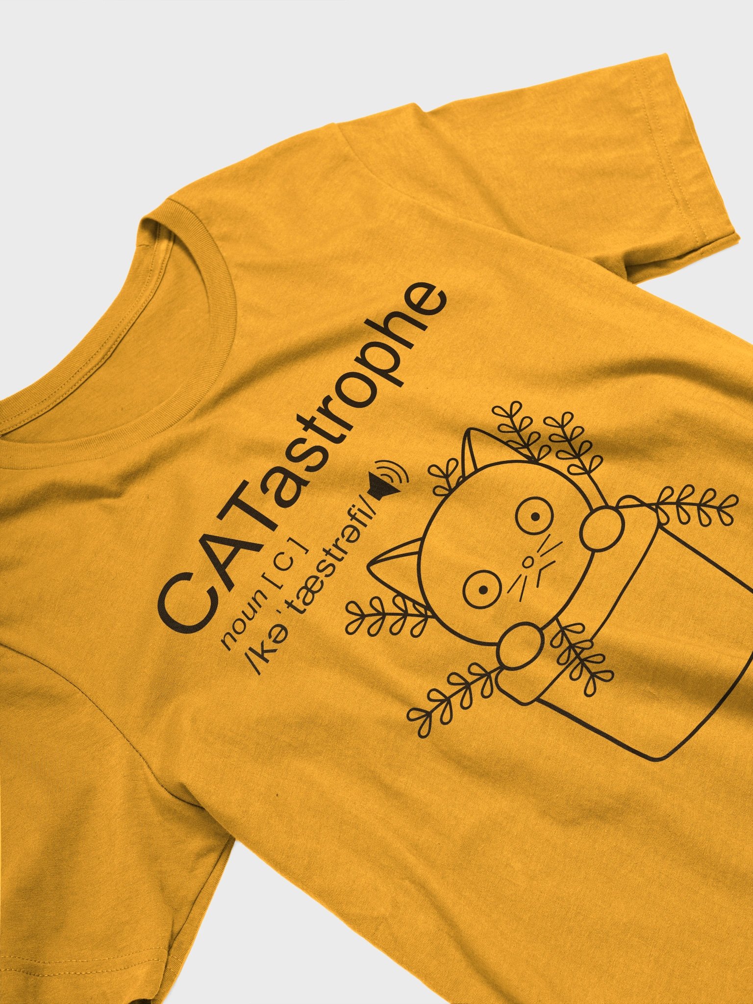 CATastrophe (Cat in Plant Pot - Black Print) - Unisex Adult Super Soft Lightweight T-shirt product image (2)