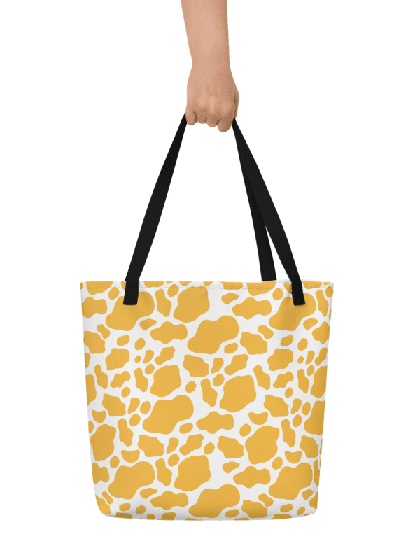 Cow Print Tote bag with Pocket - Yellow product image (1)