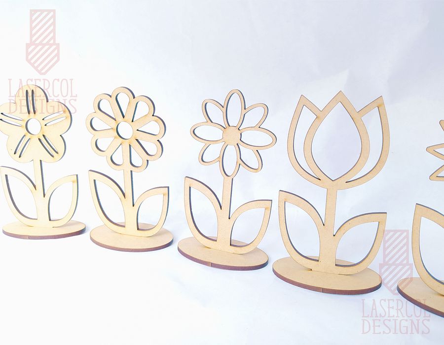 Flowers - Set 3 - (Two Sizes, Five Styles)- Laser Cut Files product image (3)