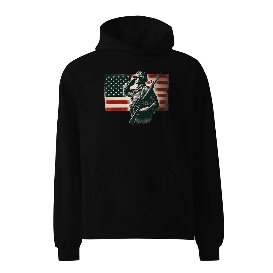 Saluting Soldier - Proud USA Patriotic Tribute Vintage Unisex Premium Oversized Hoodie product image (1)