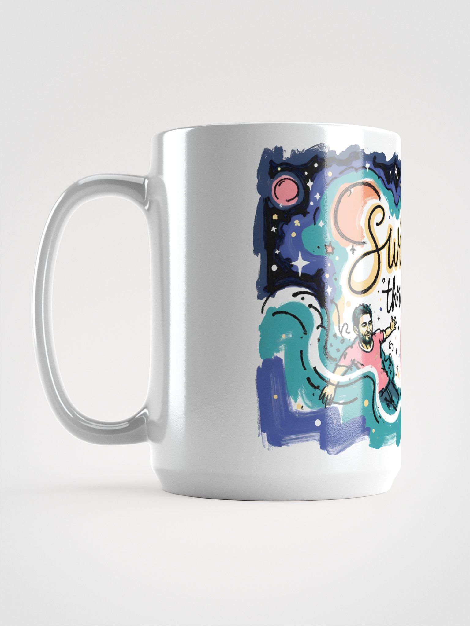 Cosmic Adventure: Swimming Through the U Verse Glossy Mug product image (6)