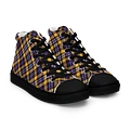 Purple and Yellow Gold Sporty Plaid Men's High Top Shoes product image (1)