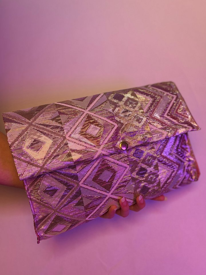 Jumbo Clutch (Pink and Gold Metallic Diamonds) product image (1)