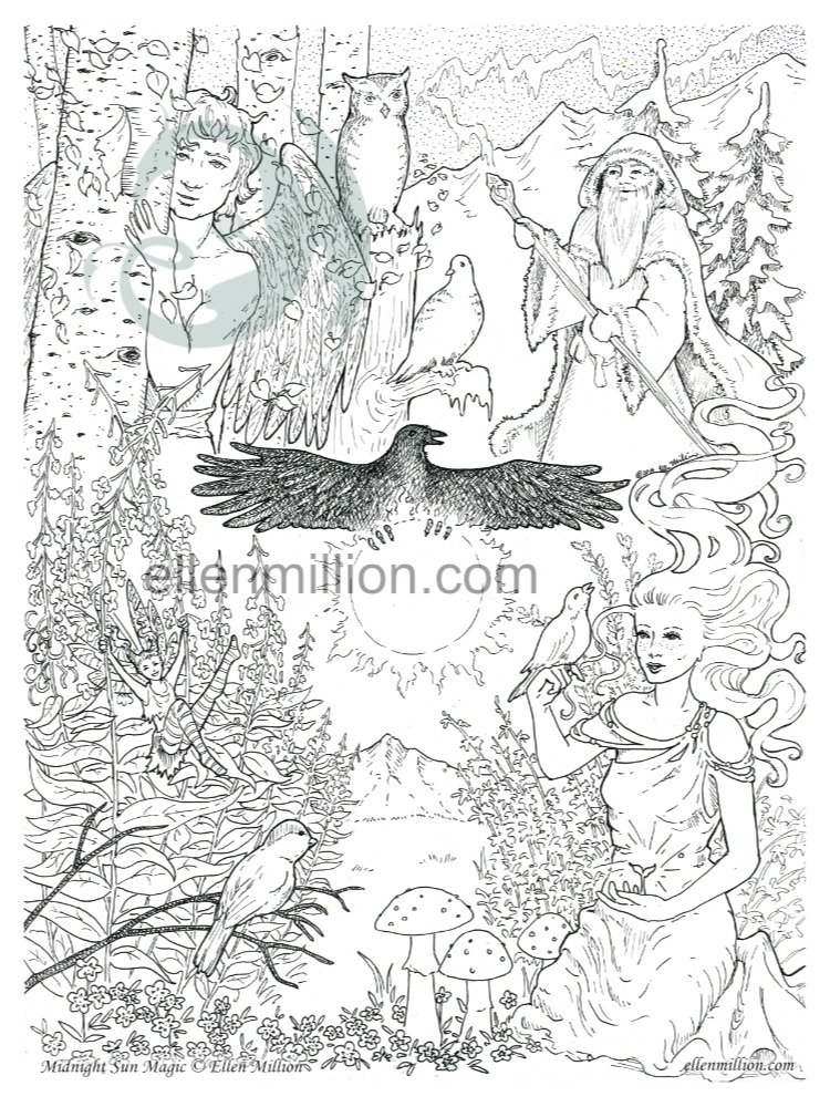Midnight Sun Magic - coloring page product image (1)
