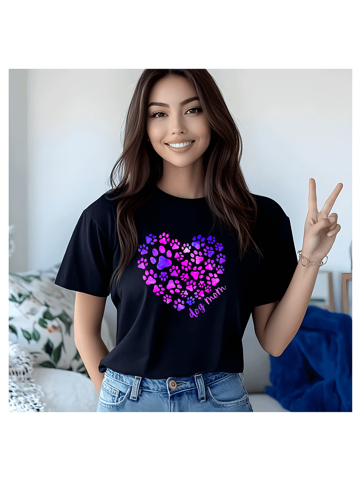Dog Mom Cute Colorful Dog Paws Heart Comfort Colors T-Shirt product image (1)