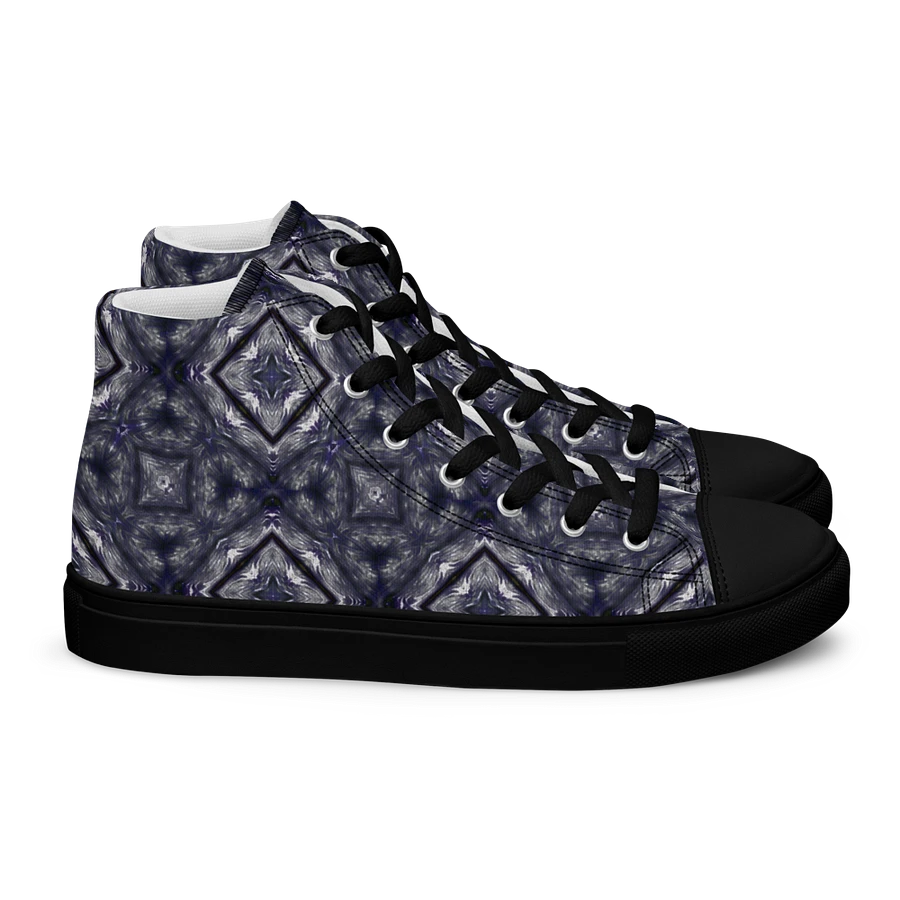 Abstract Dark Monochrome Diamond Men's Black Toe Canvas Shoe High Tops product image (14)