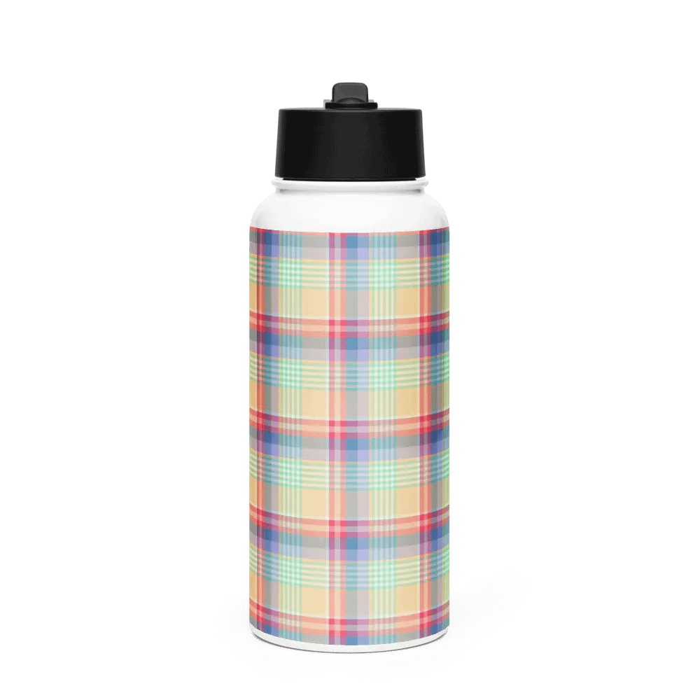 Bright Pastel Plaid Water Bottle product image (4)