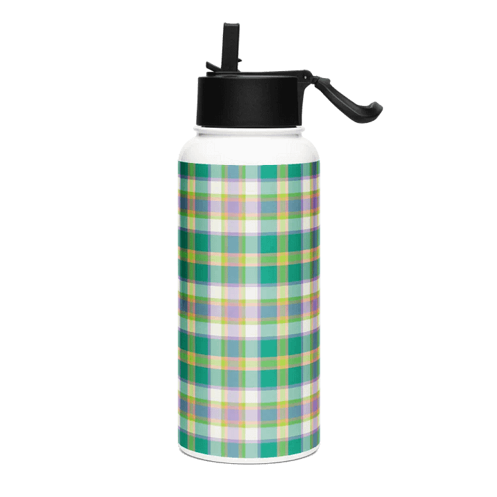 Seafoam Green and Purple Plaid Water Bottle product image (2)