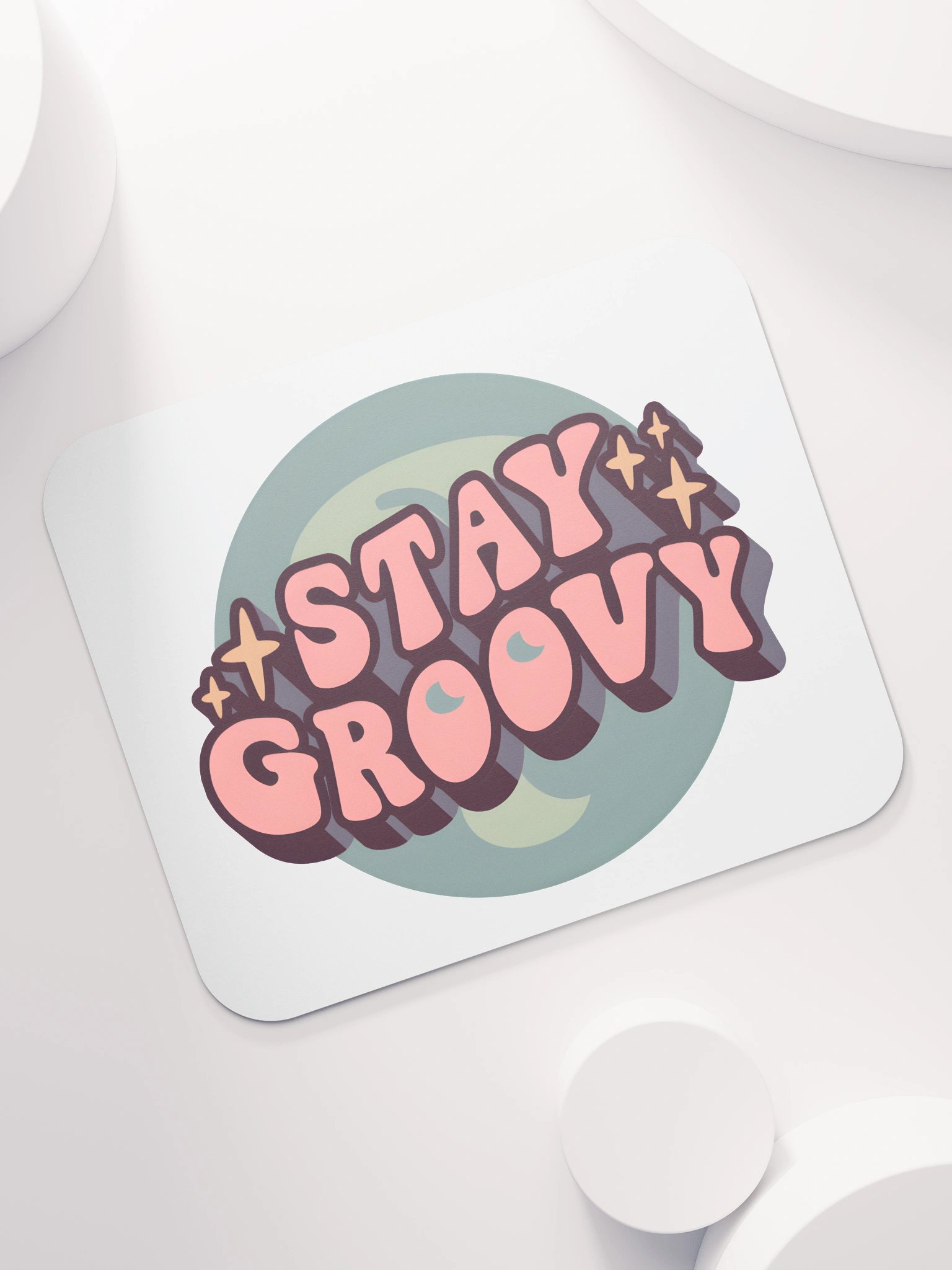 Stay Groovy Mouse Mat - Green on White product image (7)