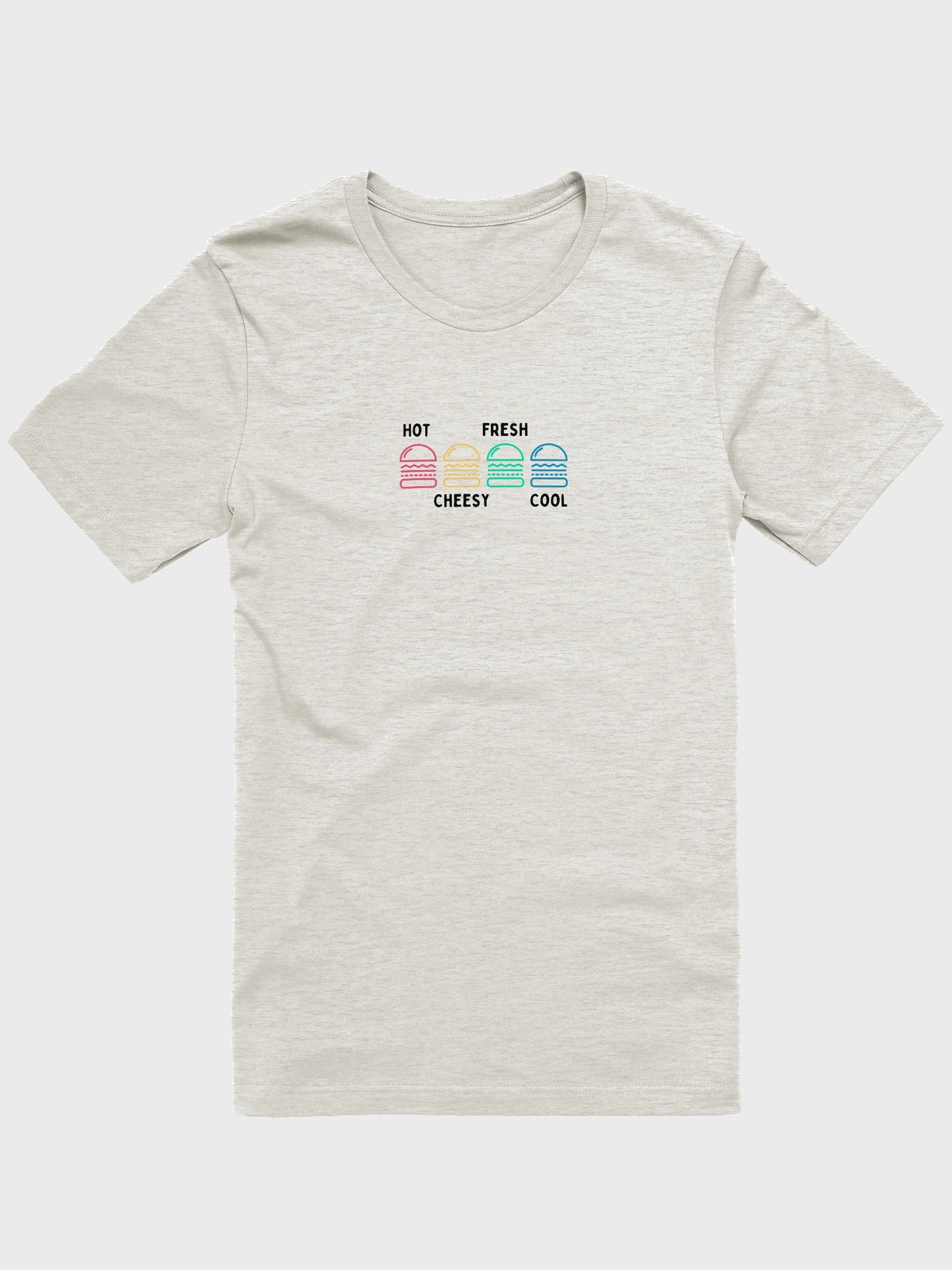 Hot, Cheesy, Fresh & Cool — Color Pop Burger T-Shirt product image (73)
